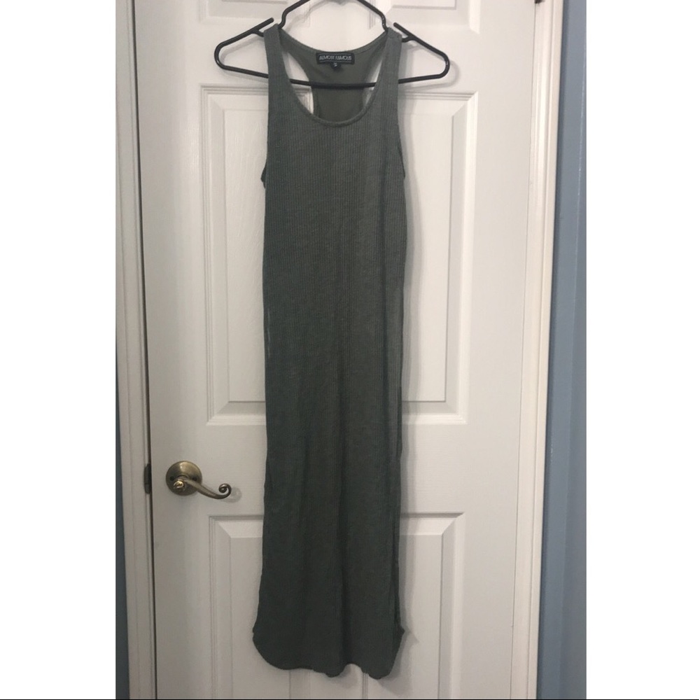 Olive Almost Famous sleeveless long cut out dress
